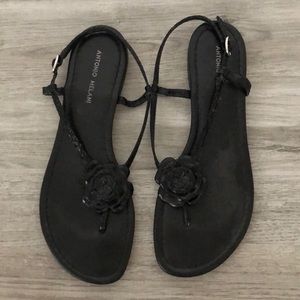 Antonio Melanie black flats with flower